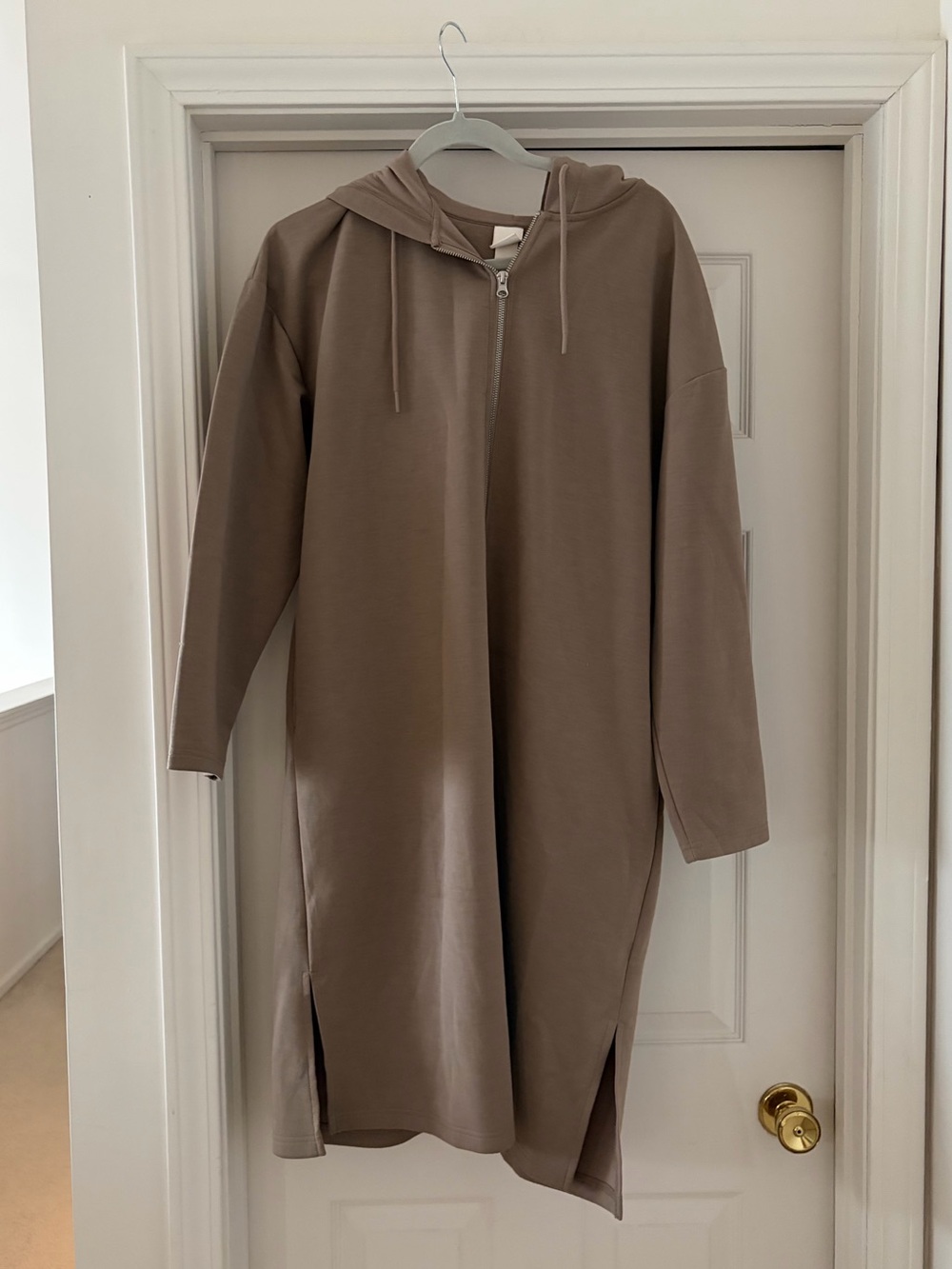H&M Brown Basic Zip-Front Top